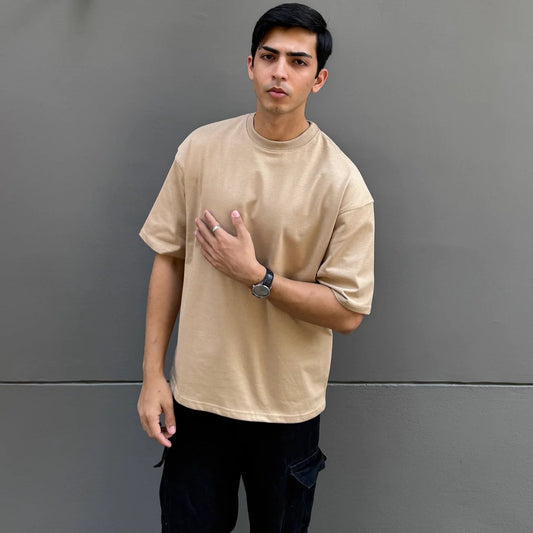 Men’s Oversized Crewneck T-Shirt – Premium Cotton | Beige