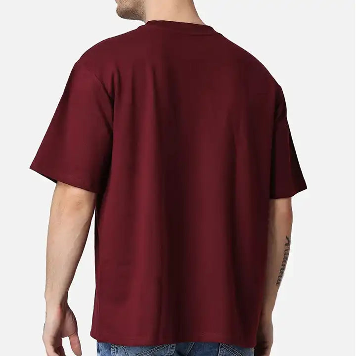 Men’s Oversized Crewneck T-Shirt – Premium Cotton | Maroon