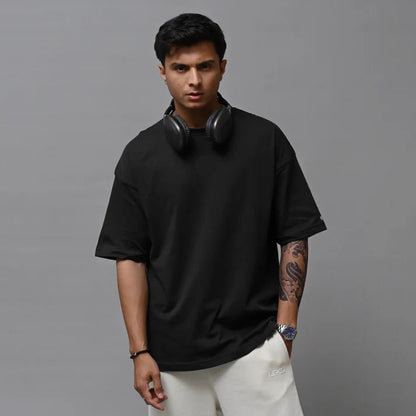 Men’s Oversized Crewneck T-Shirt – Premium Cotton | Black