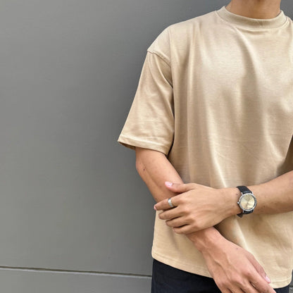 Men’s Oversized Crewneck T-Shirt – Premium Cotton | Beige
