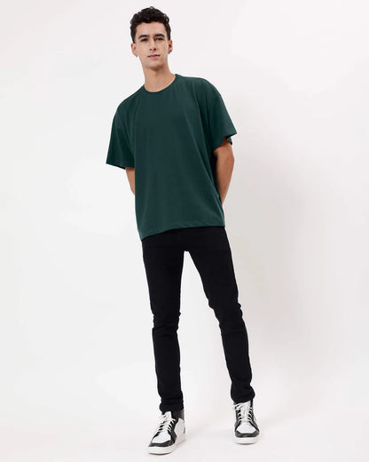 Men’s Oversized Crewneck T-Shirt – Premium Cotton | Forest Green