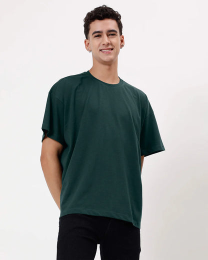 Men’s Oversized Crewneck T-Shirt – Premium Cotton | Forest Green