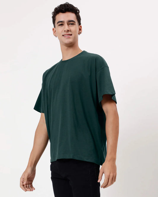 Men’s Oversized Crewneck T-Shirt – Premium Cotton | Forest Green