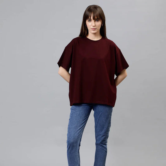 Women's Oversized - Premium Cotton T-Shirt | Maroon