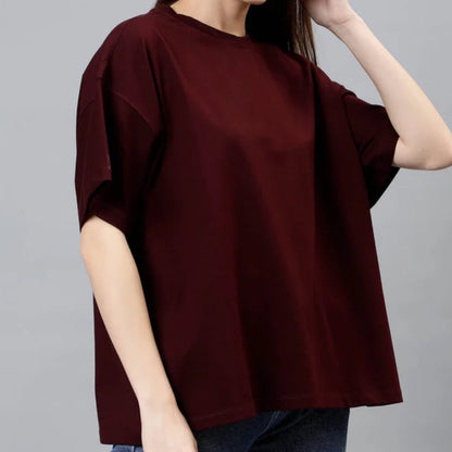 Women's Oversized - Premium Cotton T-Shirt | Maroon
