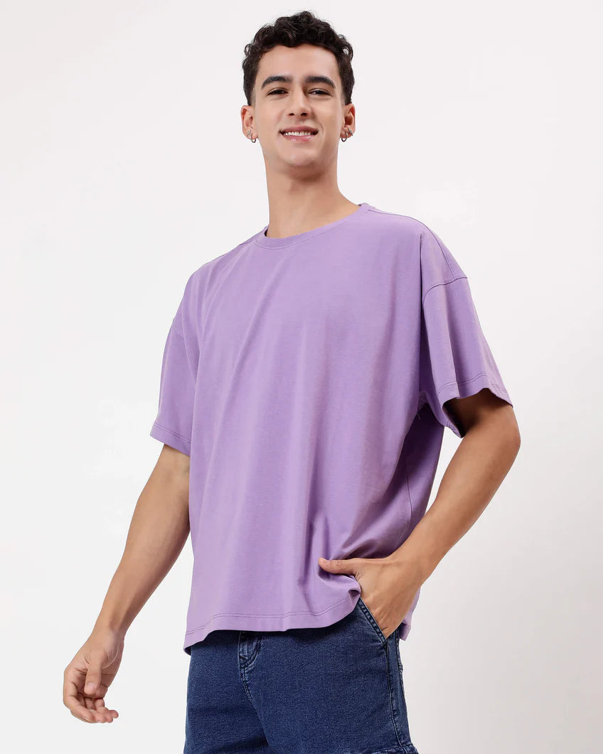 Men’s Oversized Crewneck T-Shirt – Premium Cotton | Light Purple