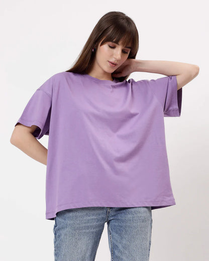 Women's Oversized - Premium Cotton T-Shirt | LIGHT PURPLE