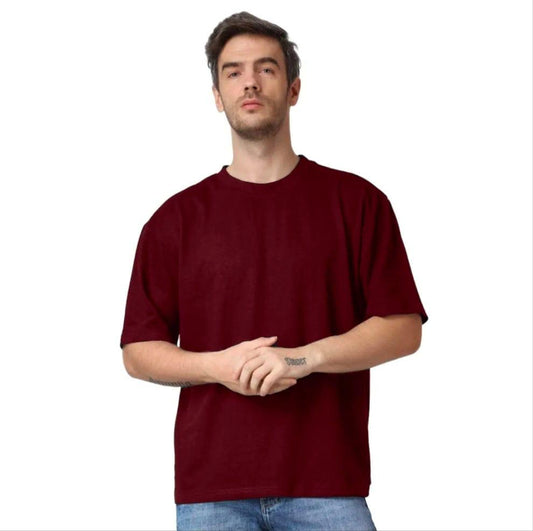 Men’s Oversized Crewneck T-Shirt – Premium Cotton | Maroon